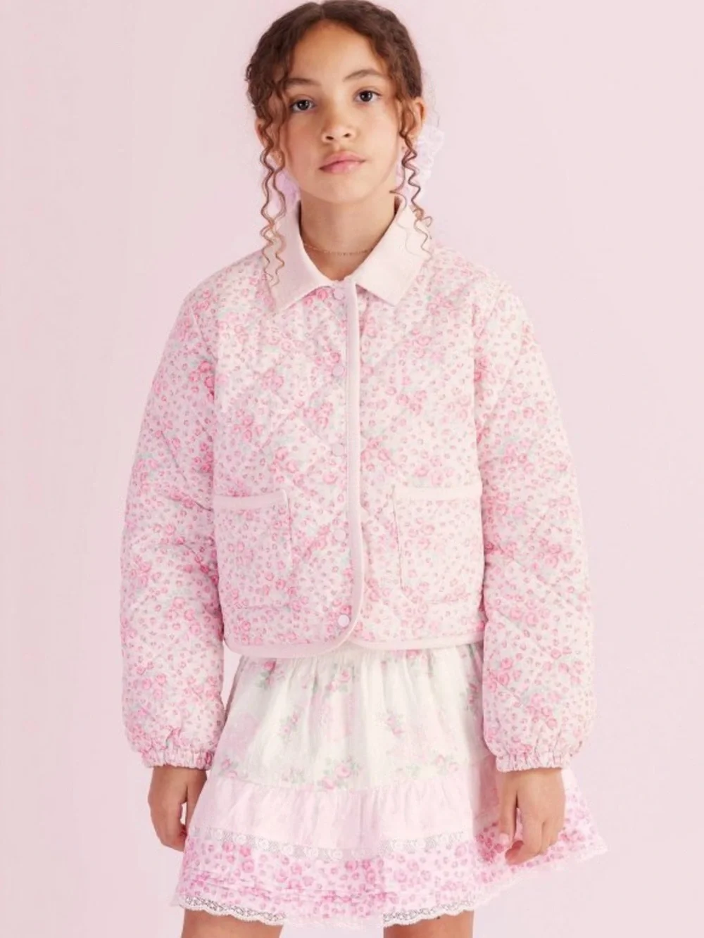 NWT LoveShackFancy x Target Girls Roseheart Quilted Barn Jacket Rose Pink XL